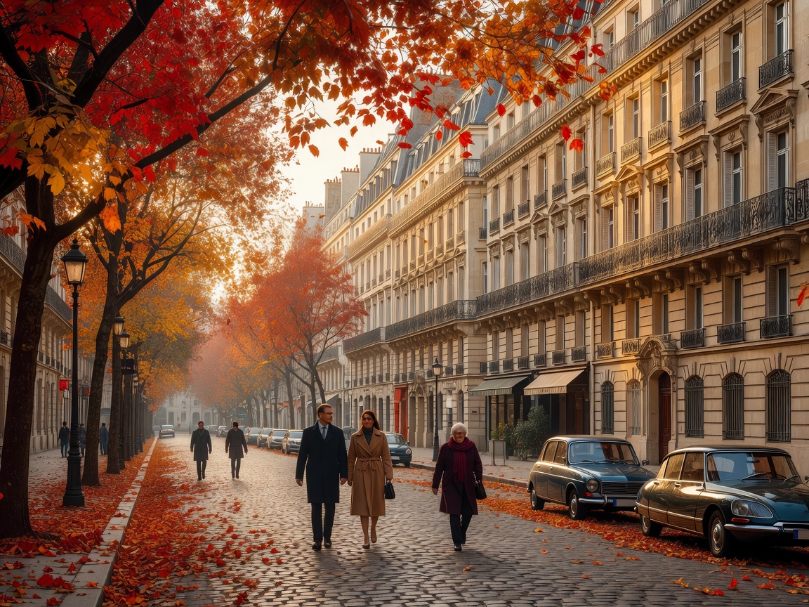 Autumn avenue in Paris
