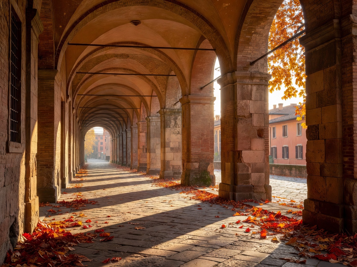 Bologna porticoes and warm autumn light